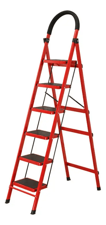 919199-MLV80596853911_112024 Escalera Plegable De 6 Peldaños Cómoda Hogar Y Almacén - Imagen 1