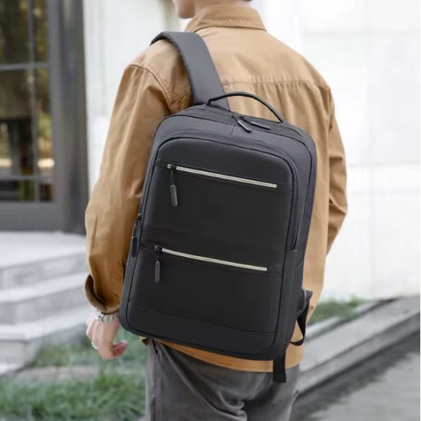 Bolso Mochila Morral Con Puerto Carga Usb Para Laptop Negro - Imagen 5