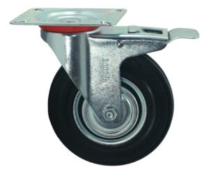 Rueda Continental Industrial Giratoria 5pLG Con Freno Y Base