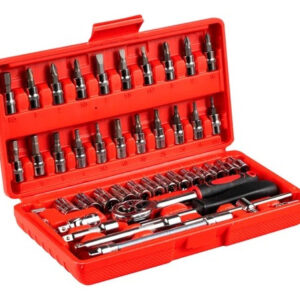 Juego Dados 46 Piezas Con Rachet Milimétrico Estuche 1/4