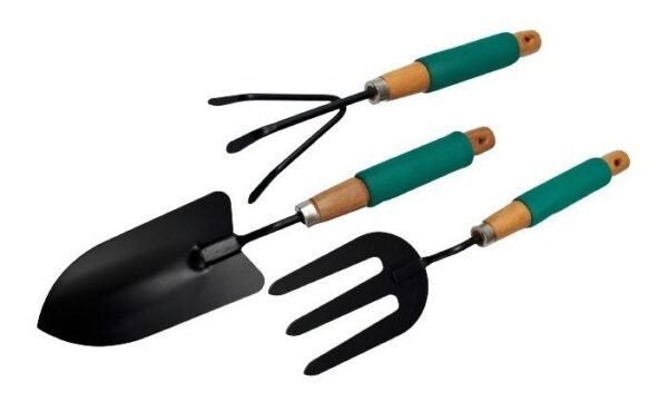 Kit De Jardinería 3 Piezas Mango De Madera - Imagen 1