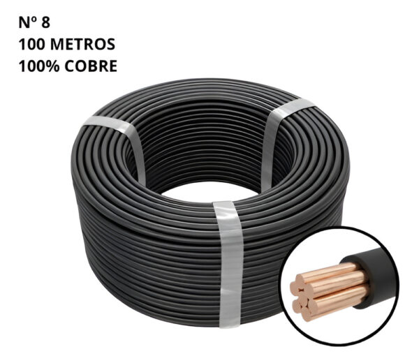 Cable N° 8 Thw Awg Pvc 100% Cobre 600v 75°c 100mts - Imagen 3