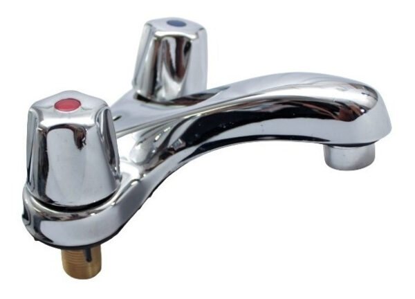 Griferia Grifo Llave Para Lavamano Doble Mando Acero - Imagen 1