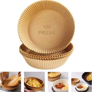 Papel Air Fryer 100 Pza 20cm Desechable Antiadherente Aire