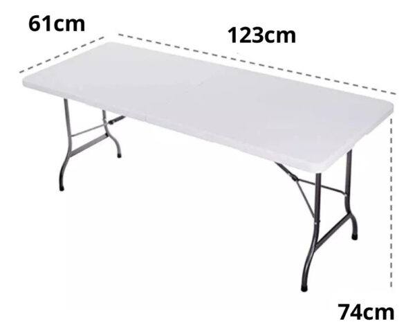 Mesa Rectangular Plegable Portátil Resistente 120x74x61cm - Imagen 4