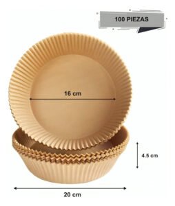 Papel Air Fryer 100 Pza 20cm Desechable Antiadherente Aire - Imagen 2