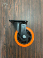 Rueda Giratoria Industrial 4pLG Nylon Naranja Base Metálica - Imagen 2