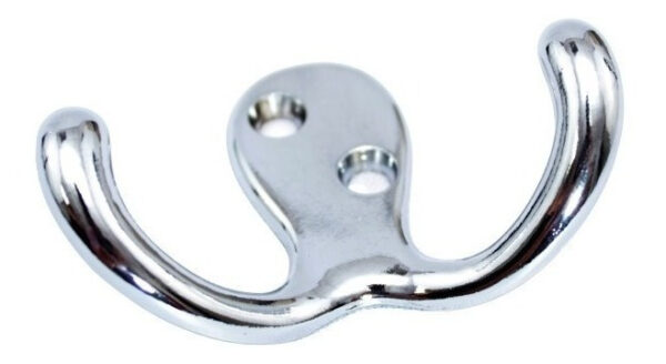 Gancho Para Ropa Doble De Acero Para Pared Cromado - Imagen 1
