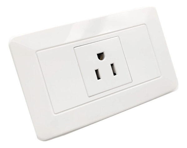 Toma Corriente Sencillo Blanco Polarizado Con Tornillos Ccs - Imagen 2