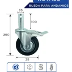 Rueda Para Andamio 6 Pulgadas Con Freno Marca Rotarven 120kg - Imagen 3