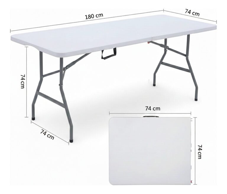 Mesa Rectangular Plegable Portátil Resistente 74x76x183 Cm - Imagen 2