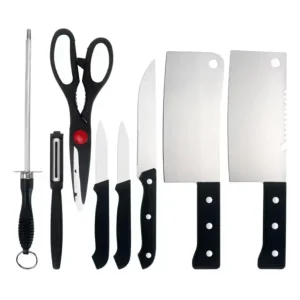 Kit Cocina Juego De Cuchillos Tijera Amolador 8 Piezas