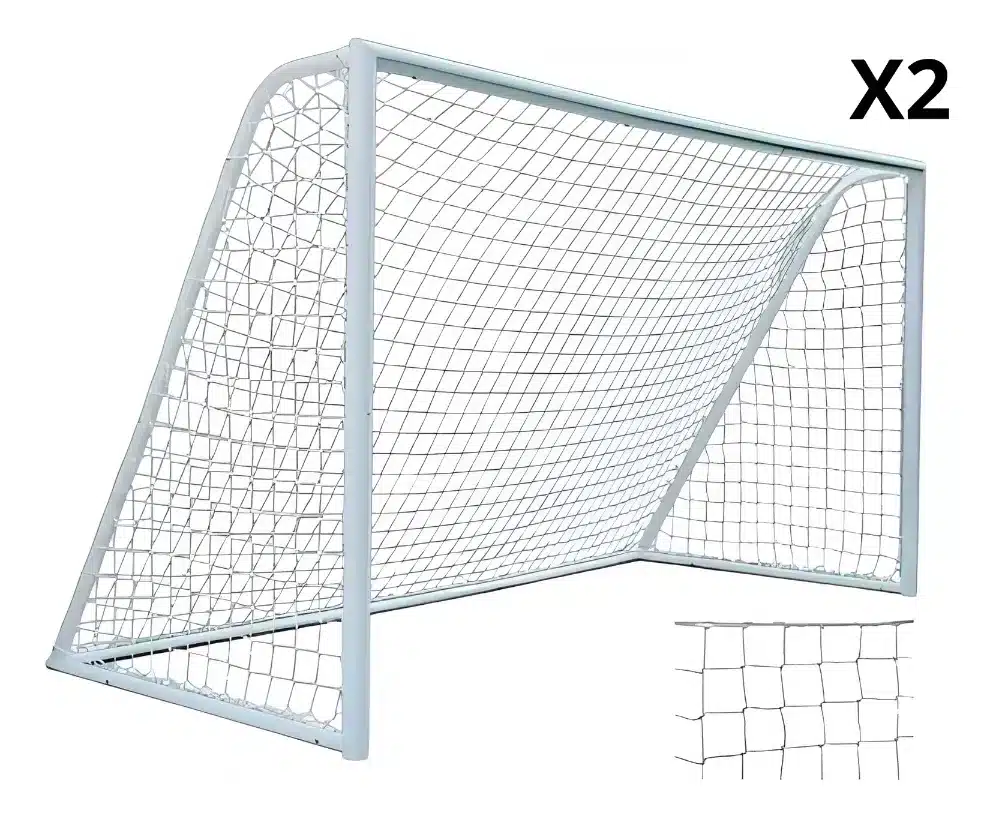 707400-MLV114904401617_072026 Malla Red Futbol 5 Football Sala Para Arquería Portería X2 Blanco - Imagen 1