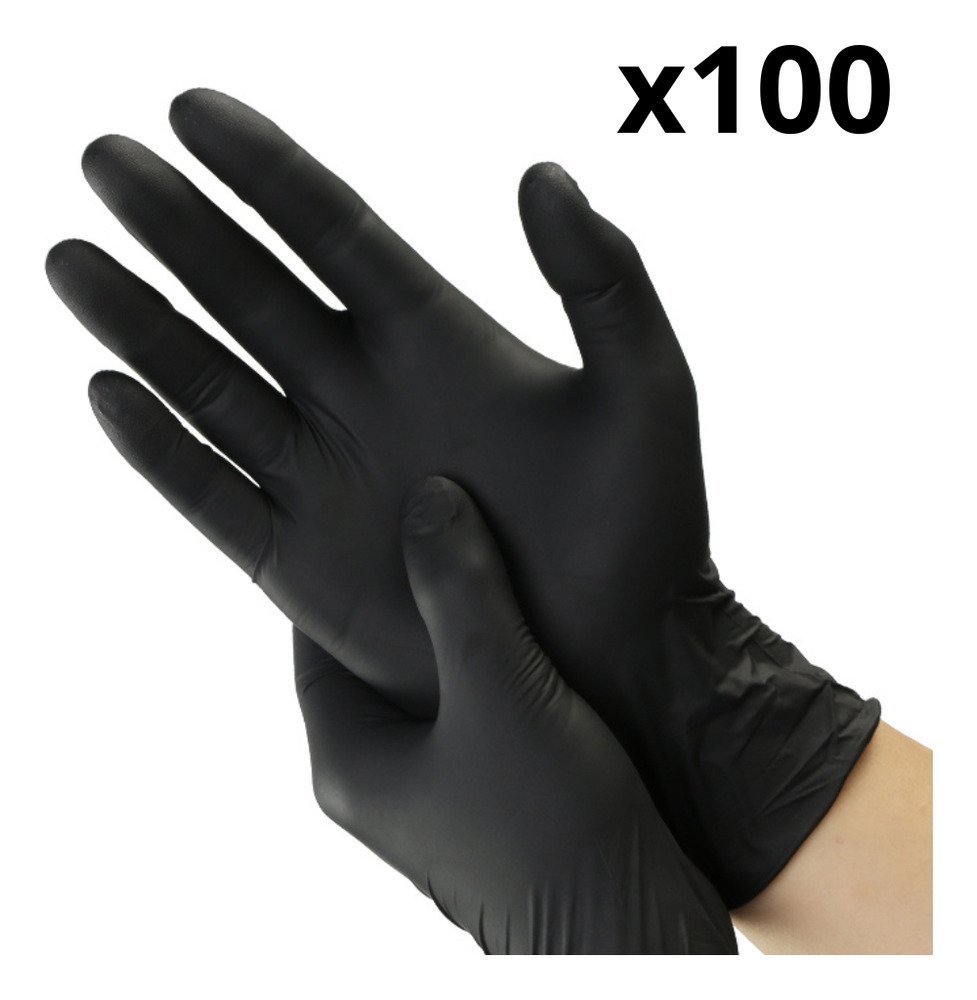 GUAZ010M-01.jpg Guantes Nitrilo Negro Caja 100 Unidades Talla S M L - Imagen 1