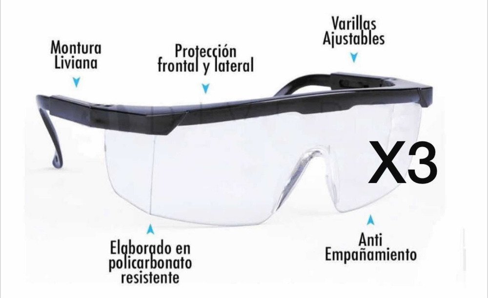 LENZ001-01.jpg Lentes De Seguridad Protectores Transparentes Ajustables - Imagen 1