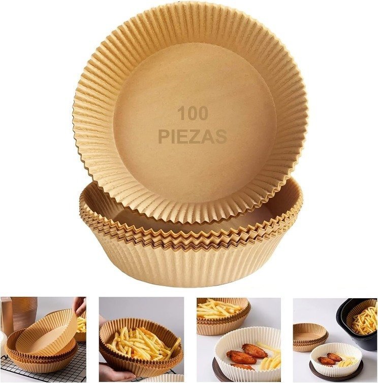 PAPZ002-01.jpg Papel Air Fryer 100 Pza 20cm Desechable Antiadherente Aire - Imagen 1