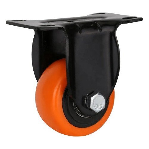 ROTFJ4NY-01.jpg Rueda Fija Mueble 4pLG Nylon Naranja Base Metálica - Imagen 1