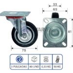 Rueda Continental Industrial Giratoria 3 Pulgadas Con Base - Imagen 3