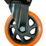 Rueda Giratoria Industrial 5pLG Nylon Naranja Base Metálica